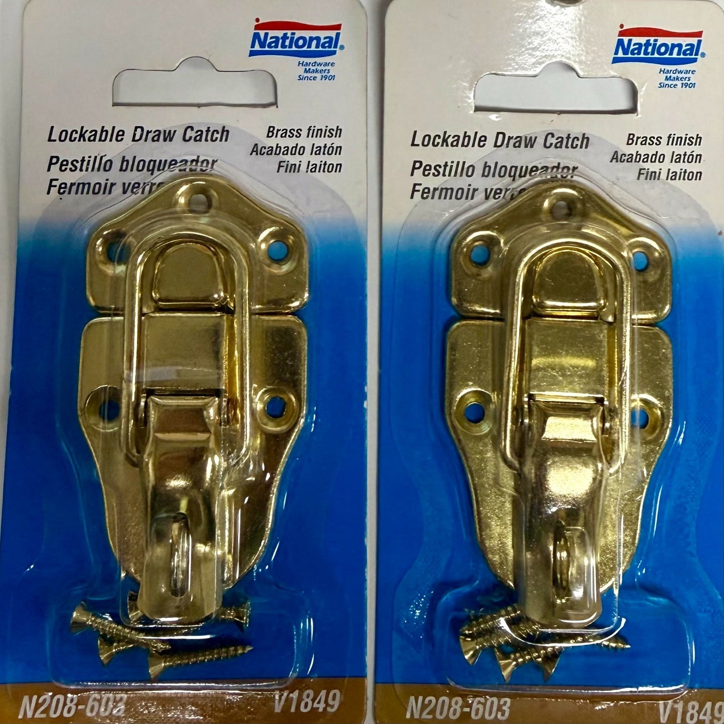 Set of National Hardware Lockable Draw Catch N208-603 V1849 Brass Guitar Case