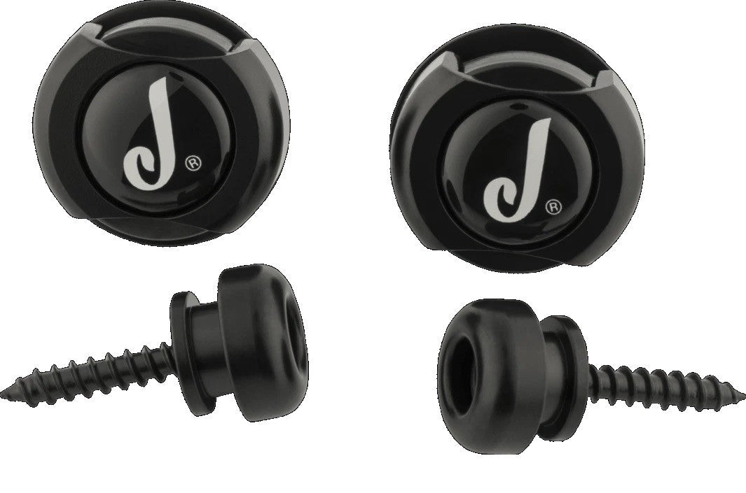 Genuine Jackson J LOGO Black Guitar Strat/Tele Straplocks Strap Locks Set