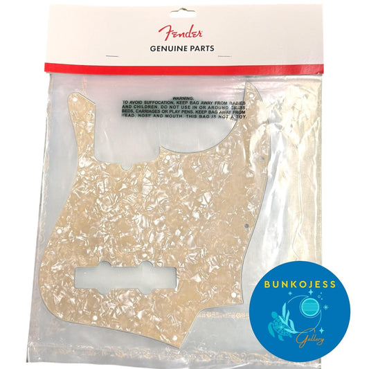 099-2170-000 Fender Jazz Bass White Pearloid 4-Ply Pickguard - Actual Photo