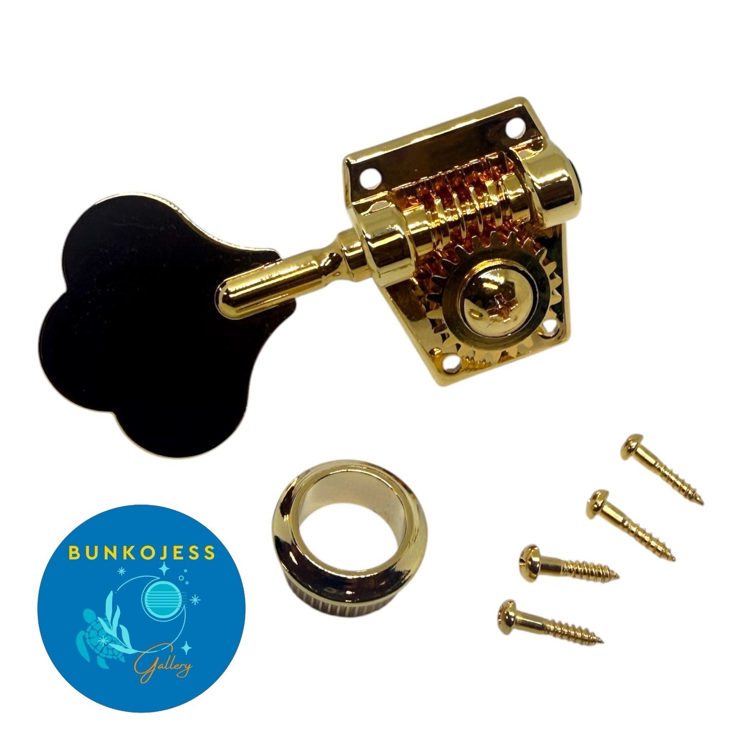 1 GB400GTL Left-Handed Gold Bass Tuner w/ Mounting Hardware & Bushing