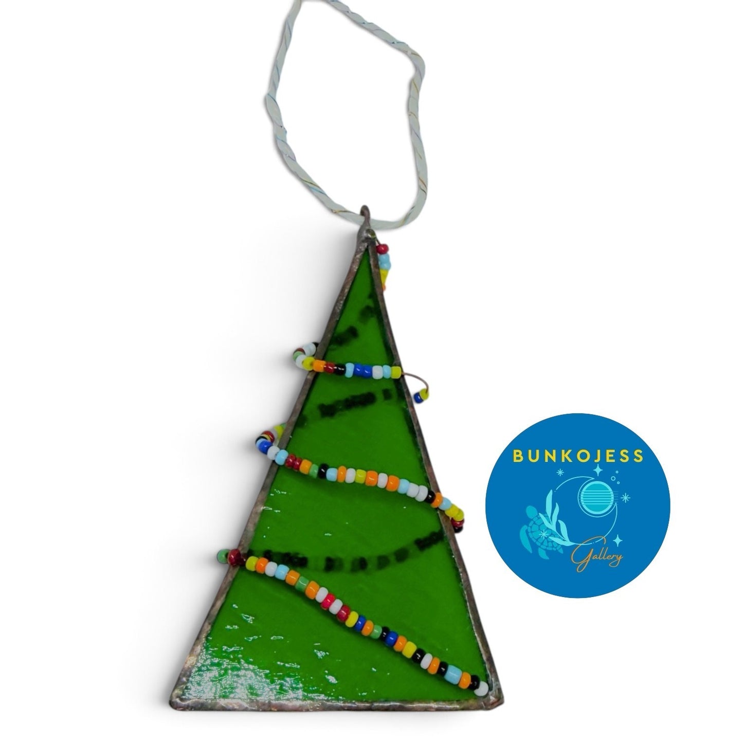 Matt's Art Glass Stained Glass Christmas Tree Ornament - Original Art Piece OHIO