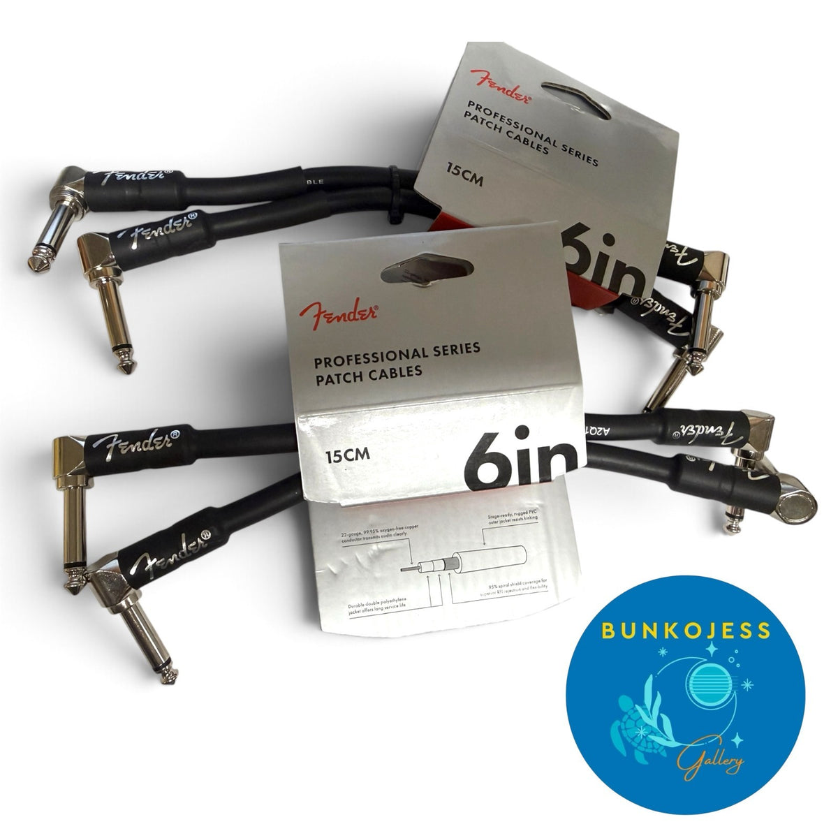 Get All 4 New Guitar Patch Cables Fender Pro Series 6" Angled Black 099-0820-023