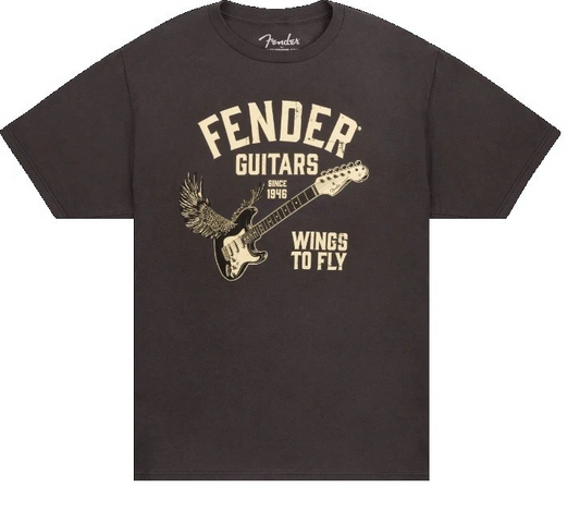 919-2828-606 Fender Guitars Wings To Fly Tee T-Shirt Vintage Black XL