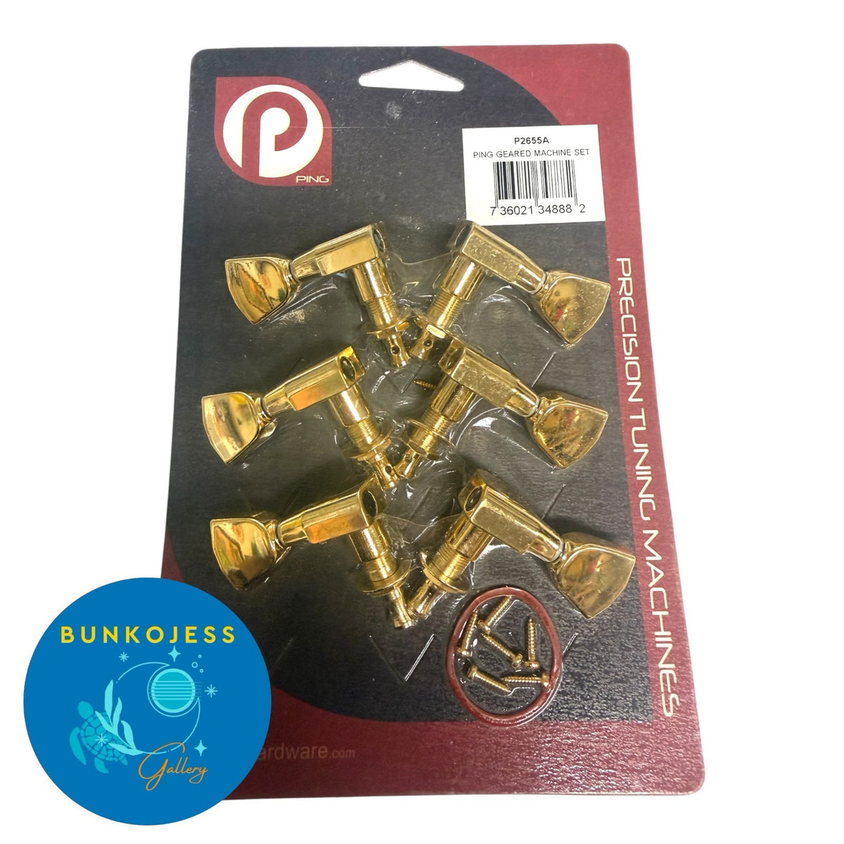 Ping P2655A Geared Guitar Tuning Machines Gold Keystone Buttons 10mm 3X3