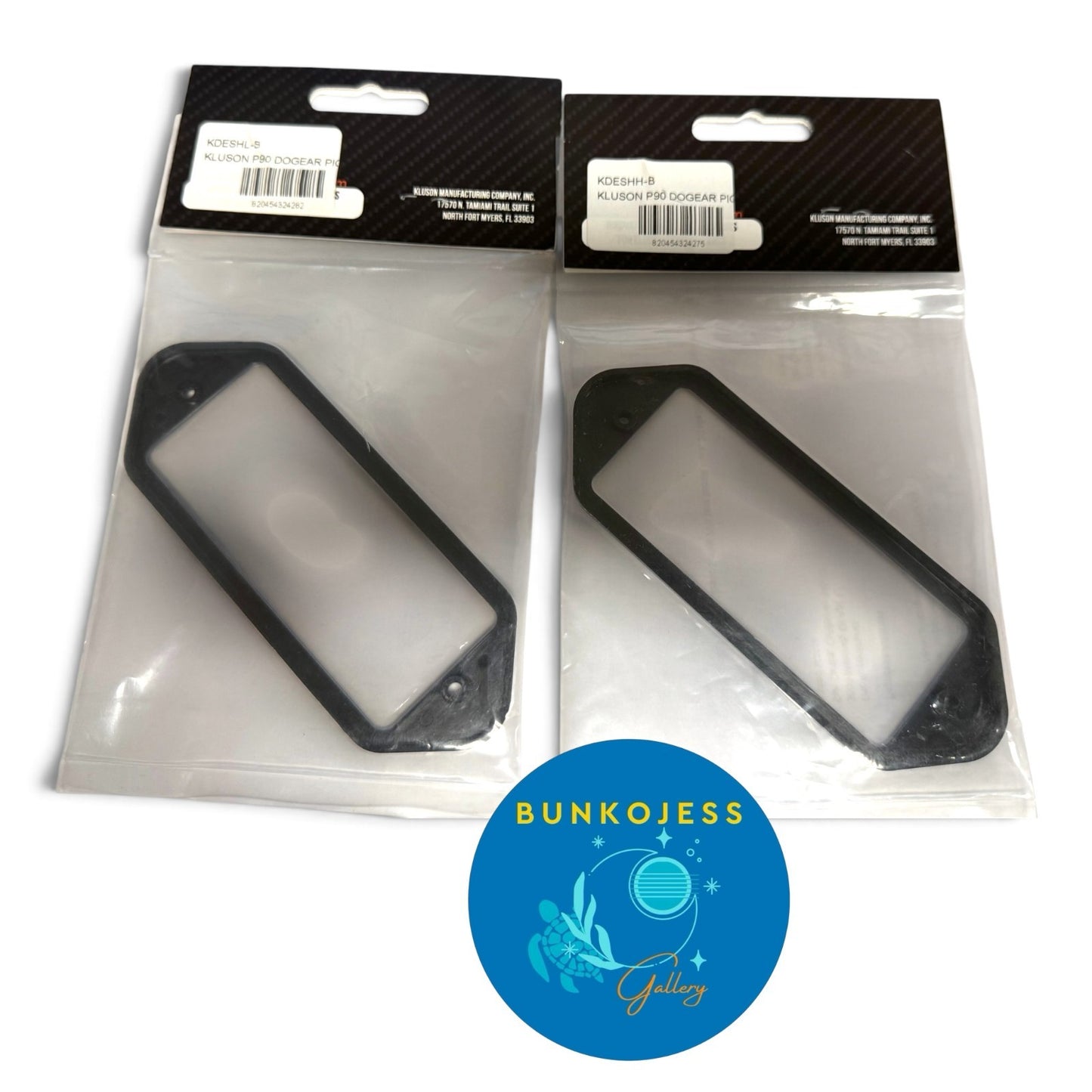 Set of Kluson Dogear P-90 Pickup Plastic Spacer Riser Shims Low & High - Black