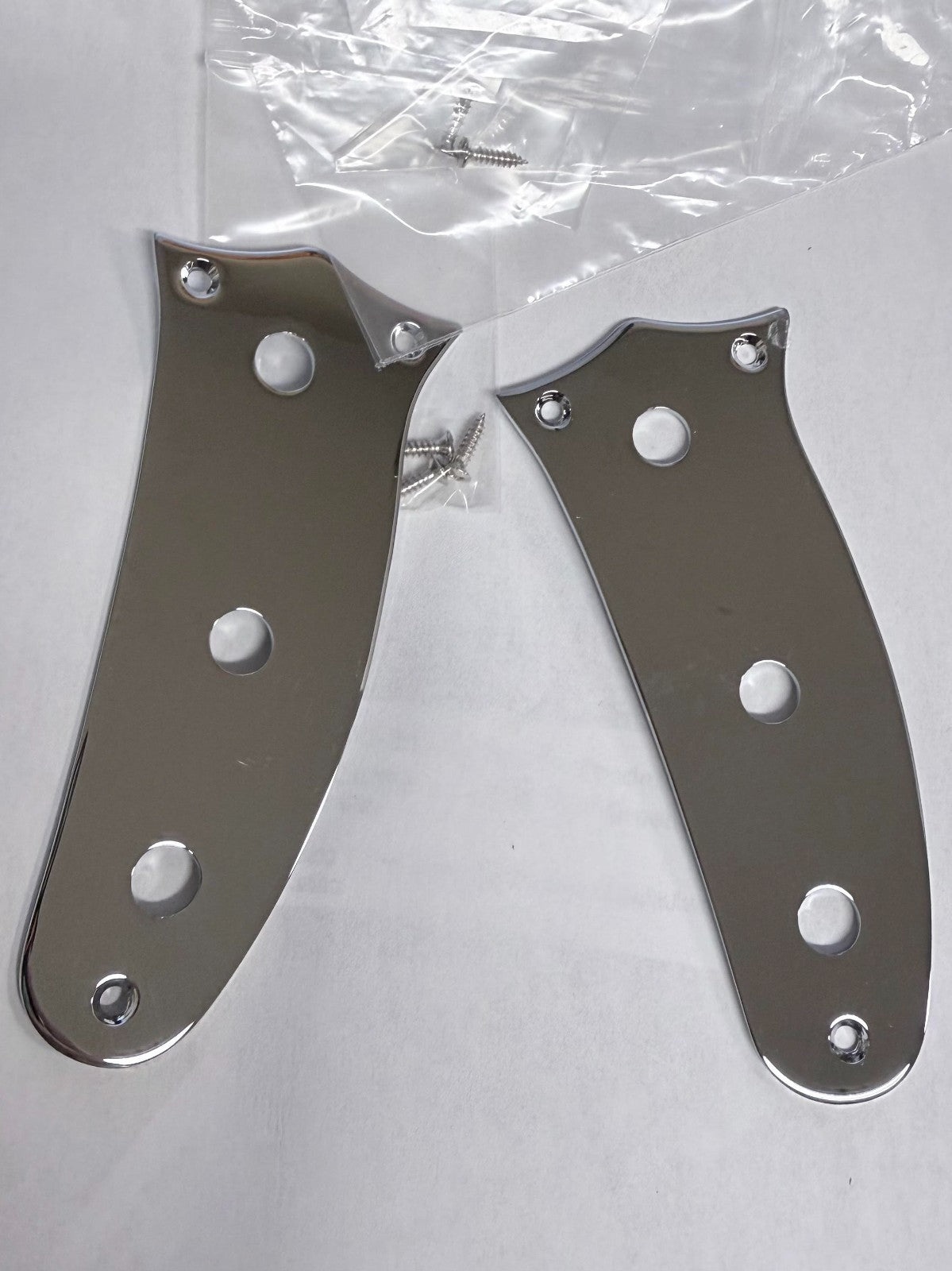 2 AP-8668-010 Chrome Mustang, Cyclone, Jag-Stang Guitar Control Plate w Scuffs