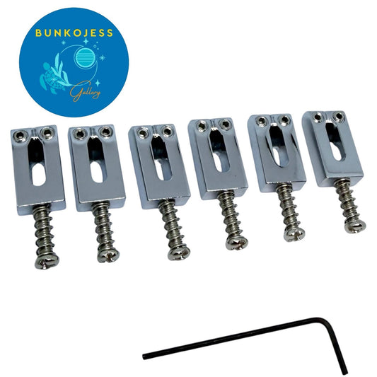 PS006C 10.8 X 20mm Chrome-Plated Guitar Bridge Saddles Set & Wrench