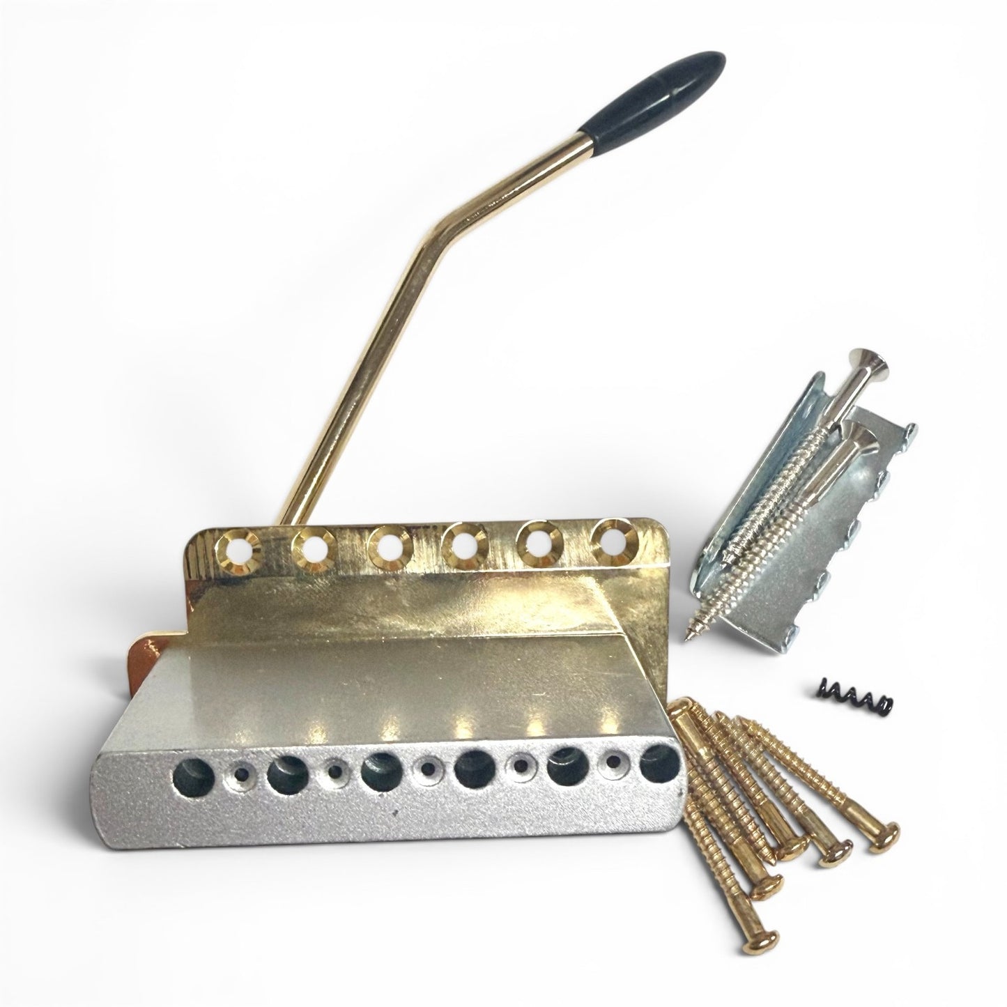 Complete Gold Strat Guitar Tremolo System Full Block with 10.5mm Saddles Mexico