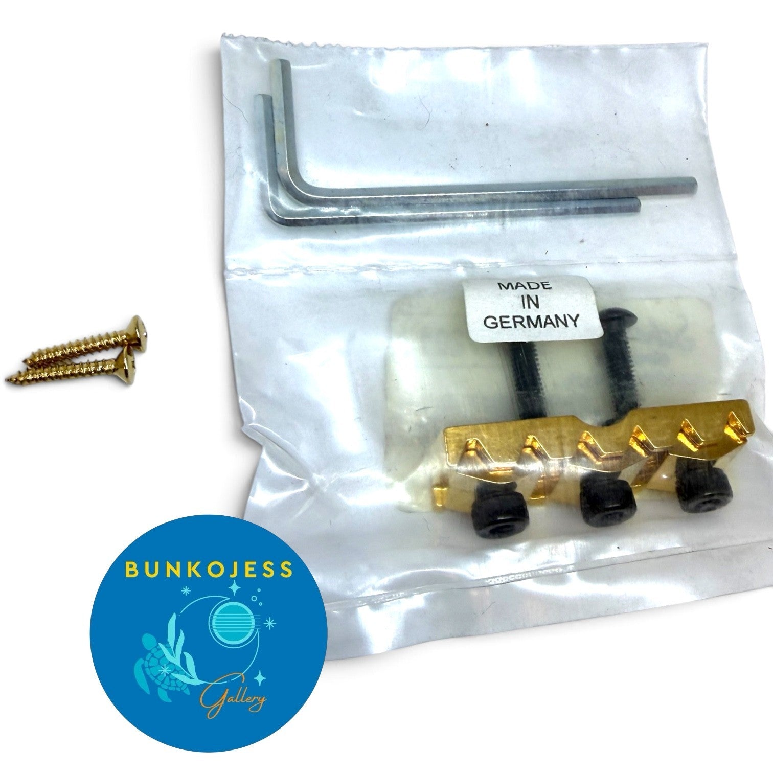 099-6807-200 Fender by Schaller Locking Gold R2 #7 Nut w/ Wrenches & Screws