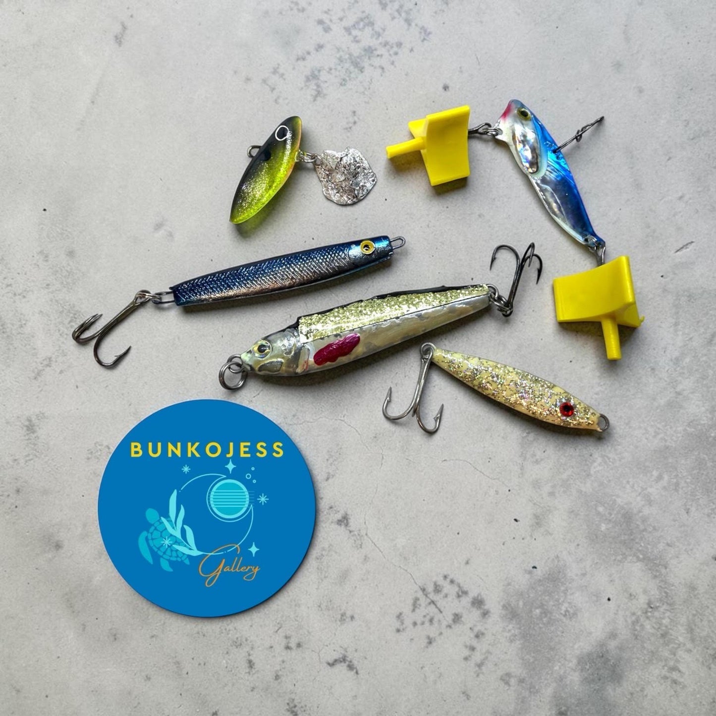 Lot of 5 Glitter Vintage Fishing Lures Jigs