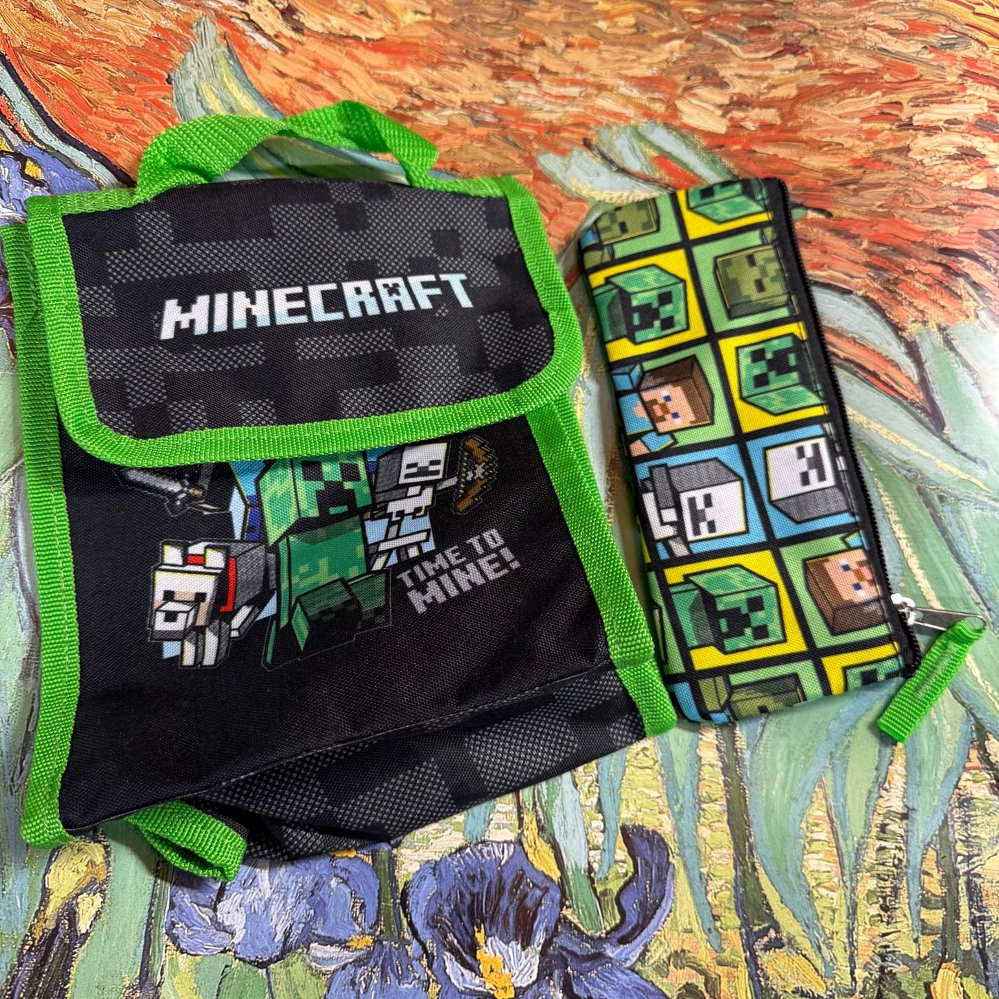 Minecraft Zippered Pencil Case And Lunch Bag TIME TO MINE