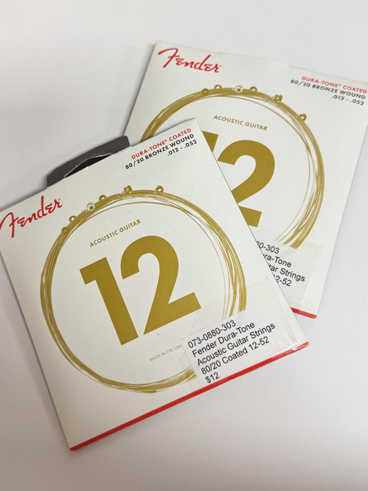 073-0880-303 Fender Dura-Tone Acoustic Guitar Strings 80/20 Coated 12-52 
