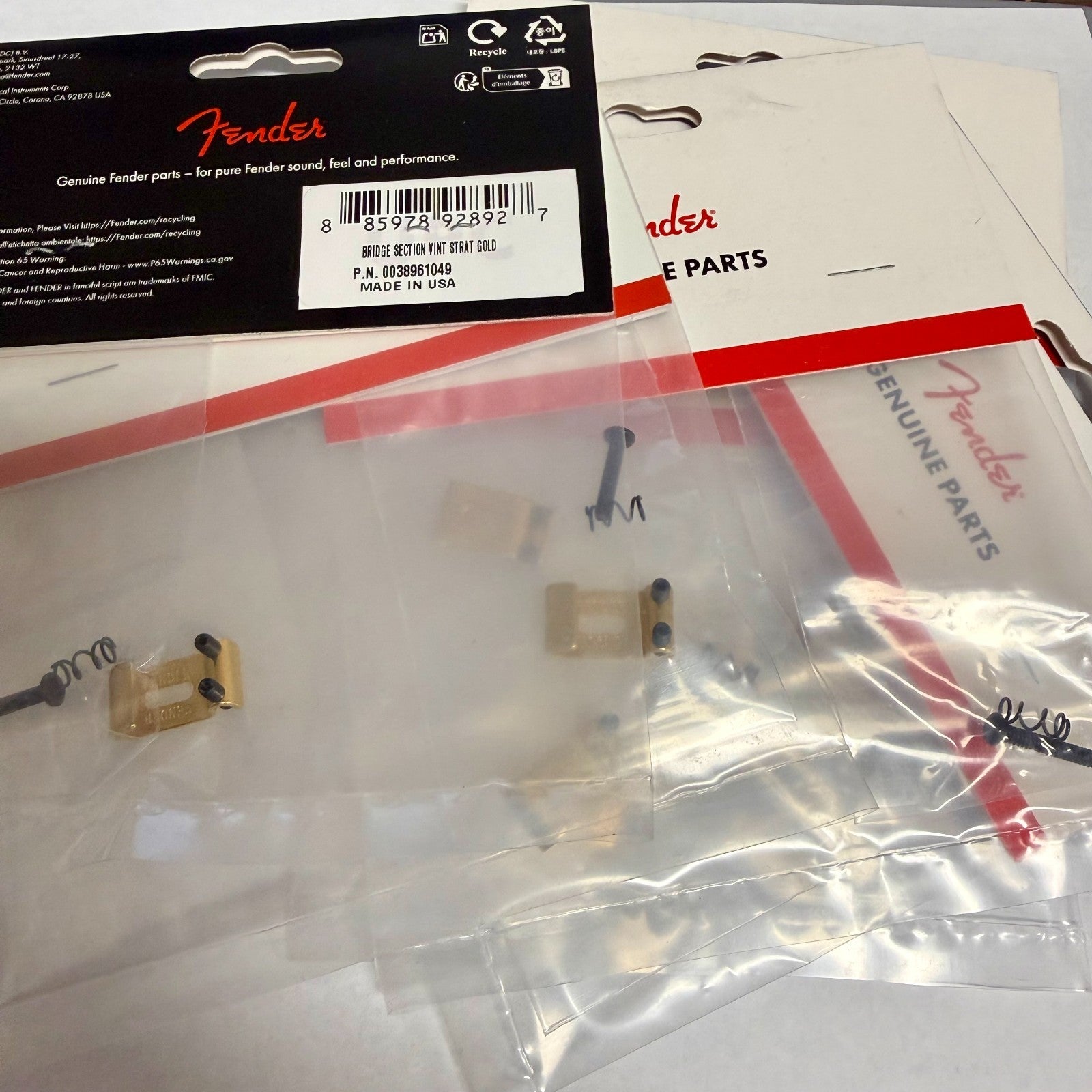 6 Genuine Fender Gold American Vintage Stratocaster Bridge Saddles USA NIP