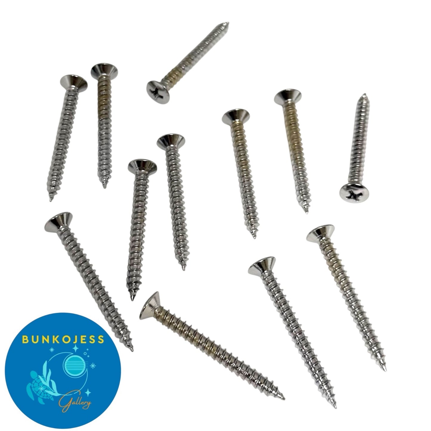 Lot of 12 Chrome Plated Guitar & Bass Neck Screws 42 X 38mm