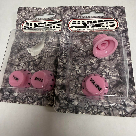 Allparts PK-0153 & PK-0154 2 Tone & 2 Volume Guitar Knobs for Stratocaster® Pink