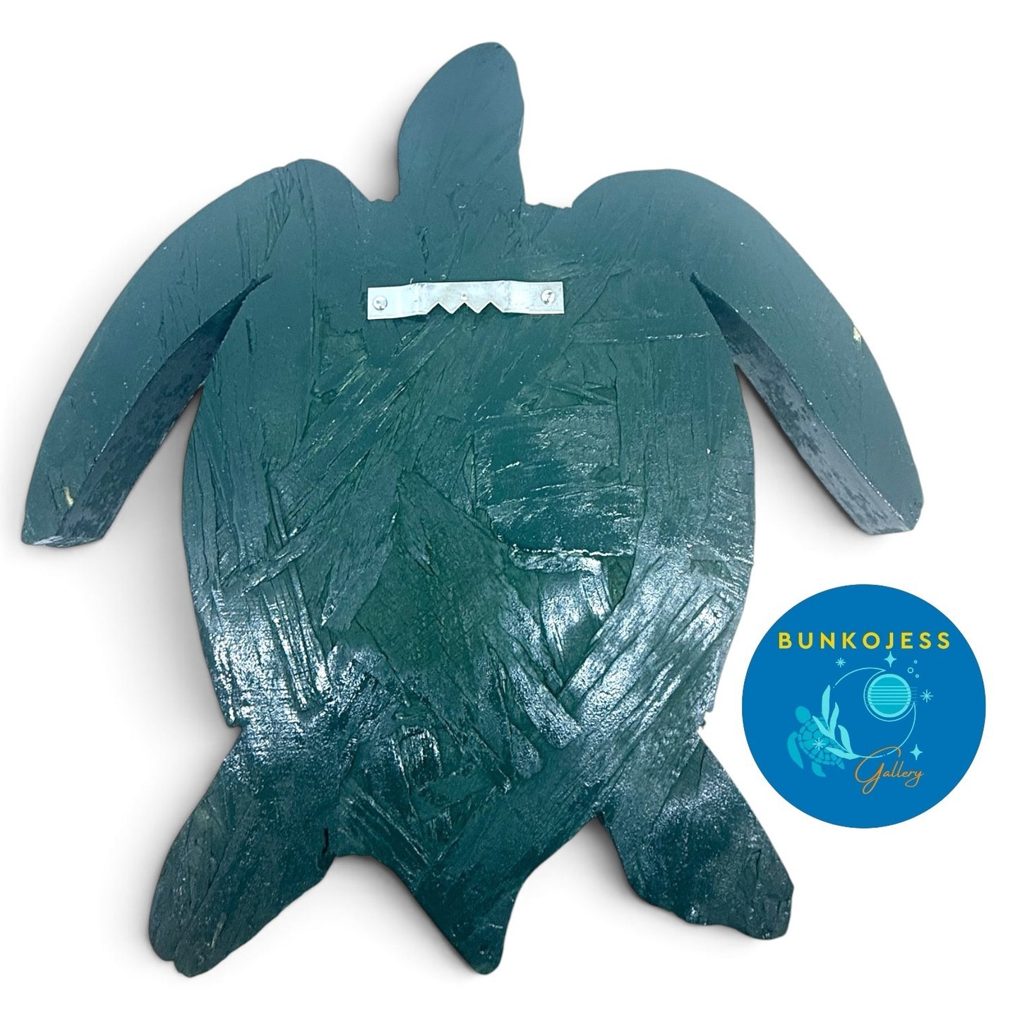 BunkoJess Original Art Mini Wood Sea Turtle Painting Buckeye Lake Artist "Green"