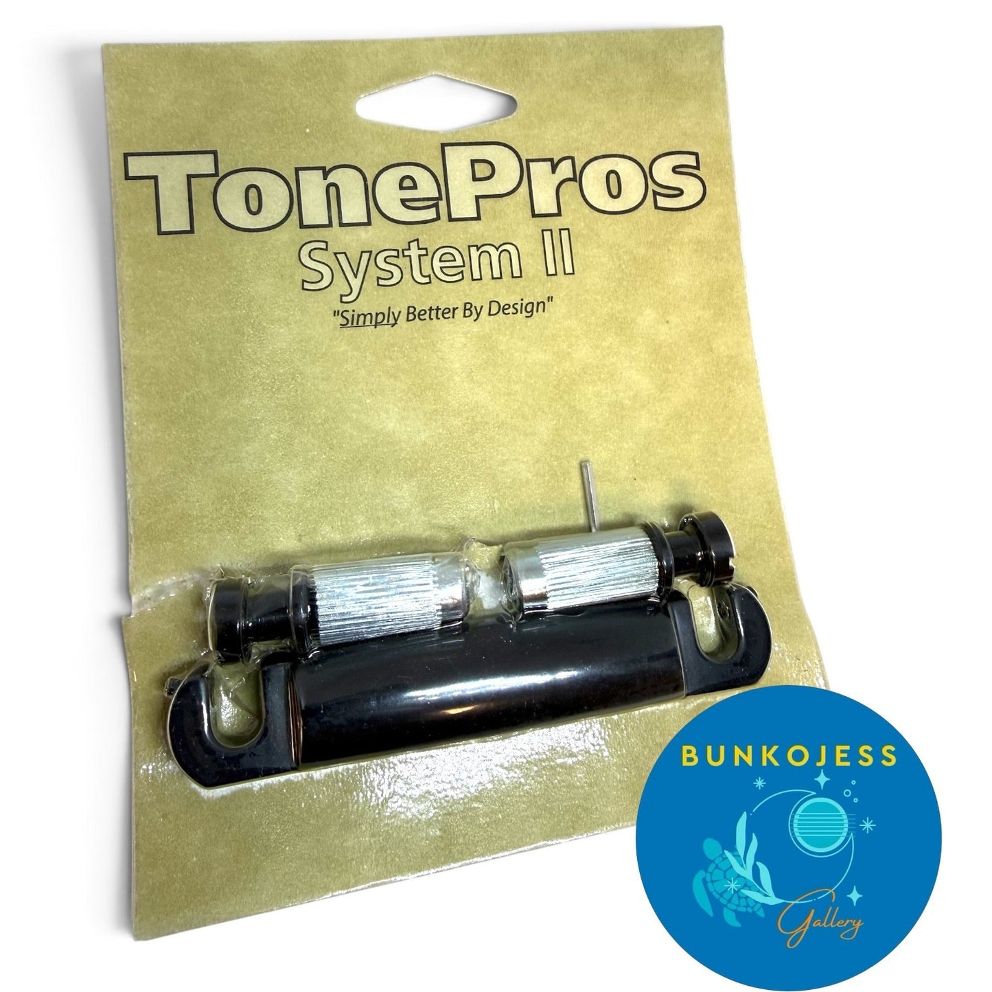 T1Z-B TonePros Metric Stopbar Guitar Tailpiece Black with Studs
