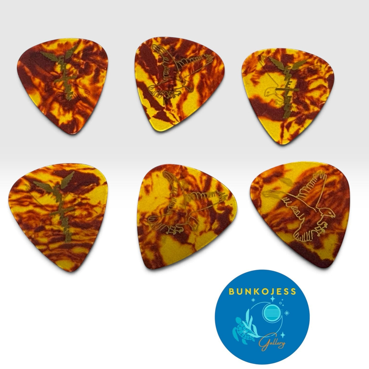 6 Genuine Gretsch Vintage Celluloid White Falcon Guitar Thin 351 Picks