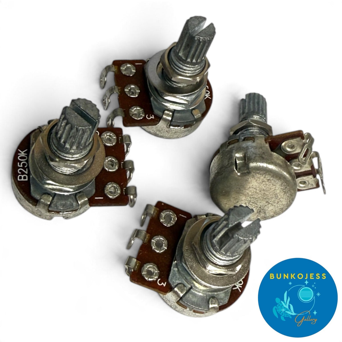 Lot of 4 B250k Guitar Mini Pots with 15mm Split Shaft Tone Taper Pots Guitar