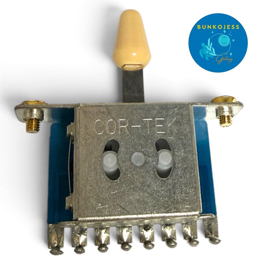Cor-tek 5-Way Slim Guitar Blade Switch Cream Tip & Gold Screws