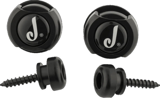 Genuine Jackson J LOGO Black Guitar Strat/Tele Straplocks Strap Locks Set