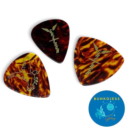3 Genuine Gretsch Vintage Celluloid Guitar Heavy Picks 3 Tortoise Color