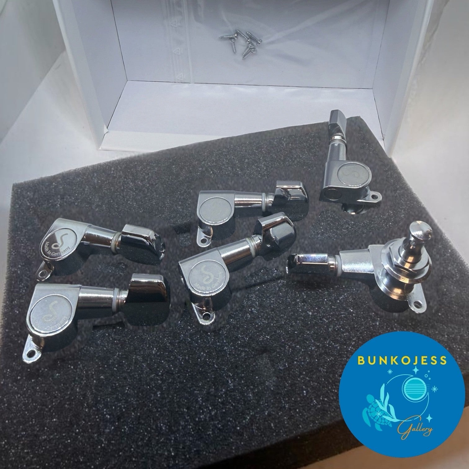 TK-0960-010 Chrome Schaller M6 Mini 6 In Line Guitar Machine Heads Tuners NOS
