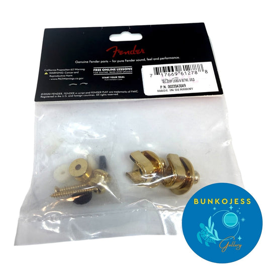 002-2043-049 Fender Guitar Schaller Gold Strap Locks & Buttons  Germany NOS