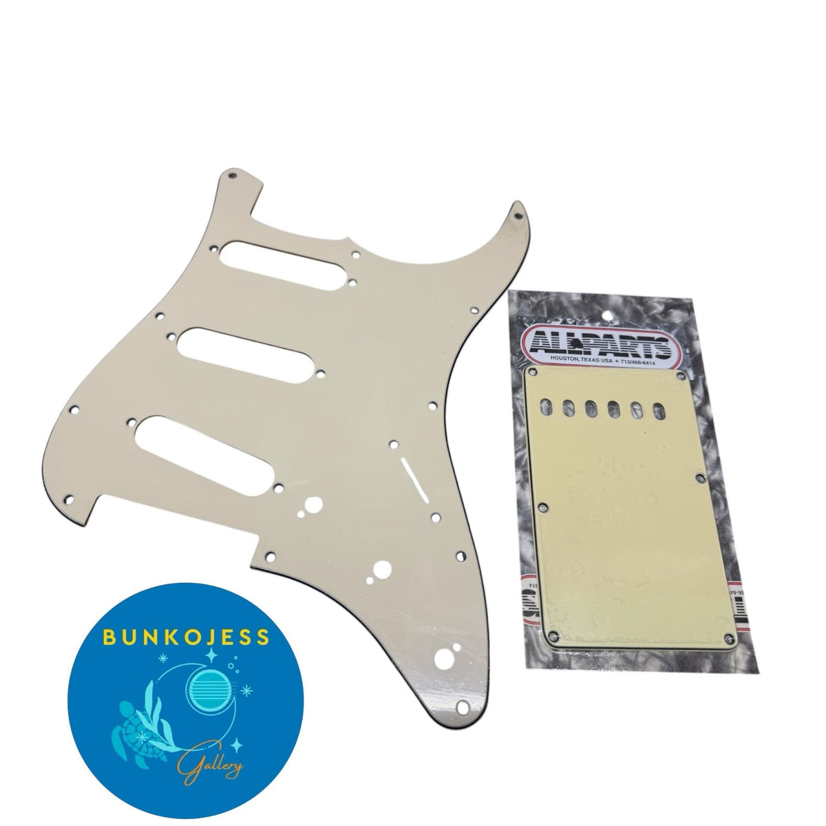 11 Hole Stratocaster Guitar Light Cream Pickguard and Vintage Cream Back Plate