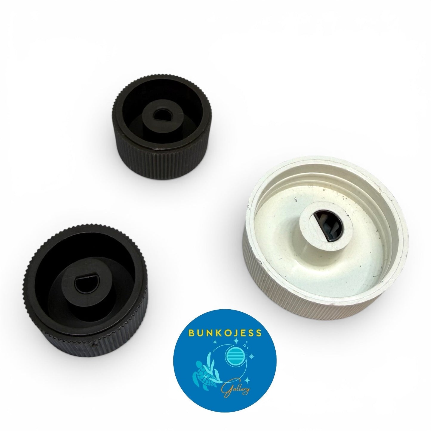 D-Shaft Parts Box Vintage Unused Guitar Amp Knobs Large White Dial 2 Dark Brown