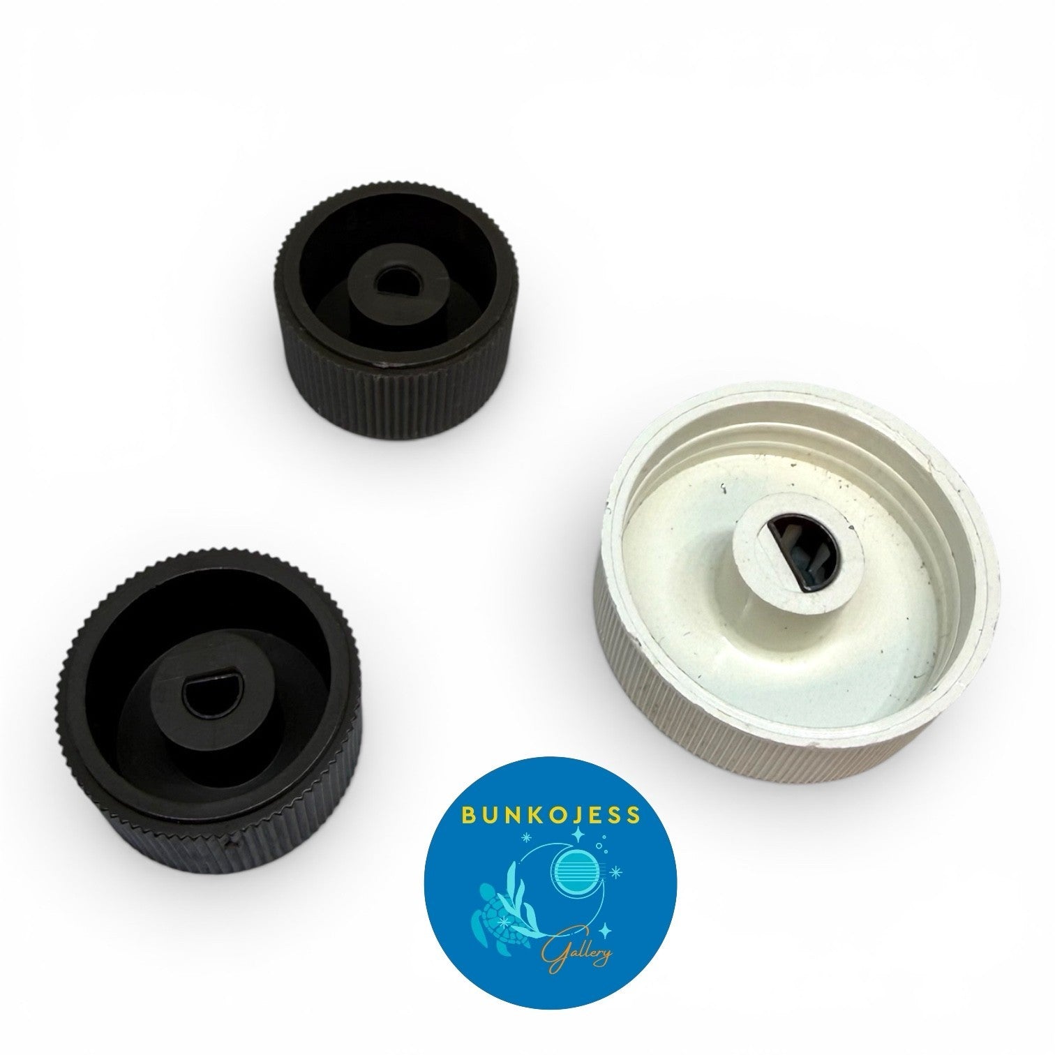 D-Shaft Parts Box Vintage Unused Guitar Amp Knobs Large White Dial 2 Dark Brown