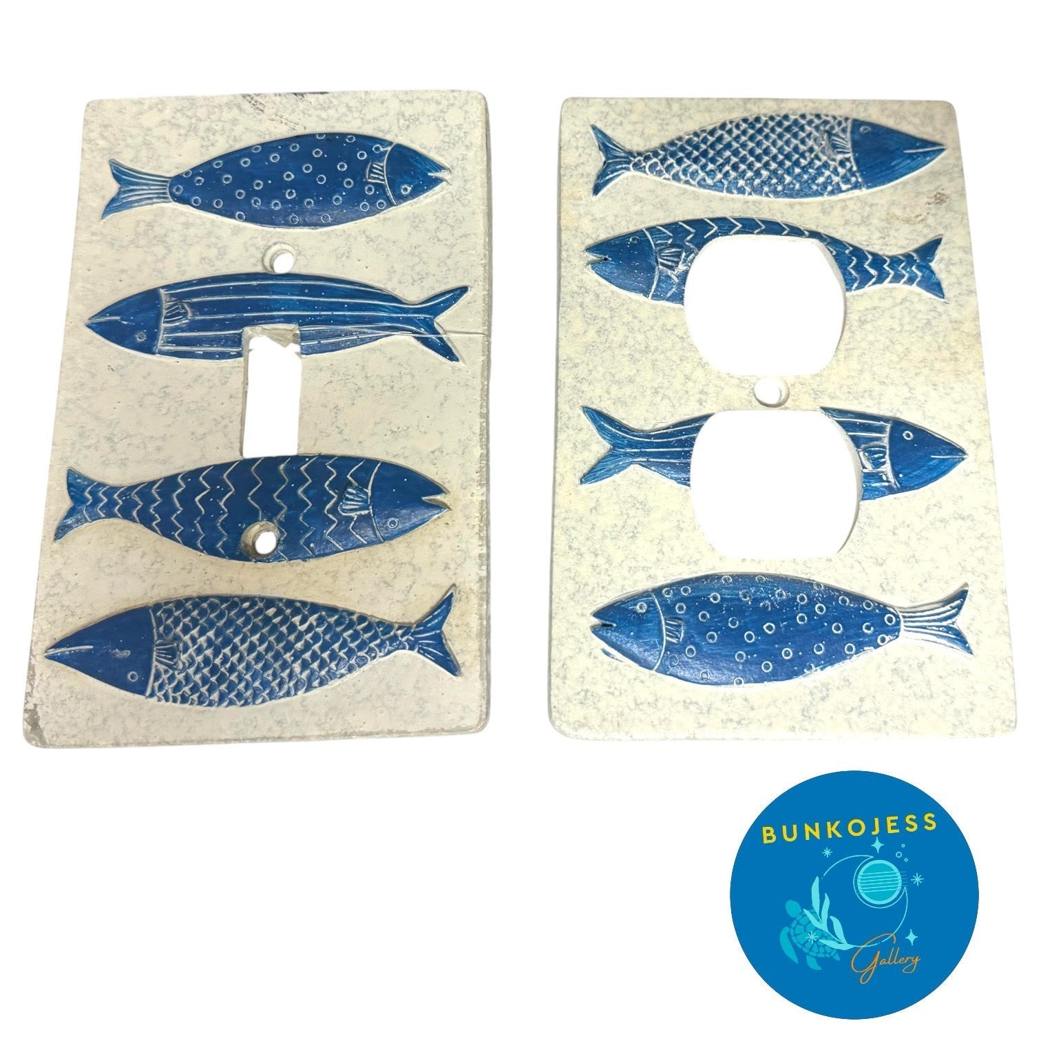 Midcentury Modern Switch Cover Plate & Electric Outlet- Fish Design Set of Two
