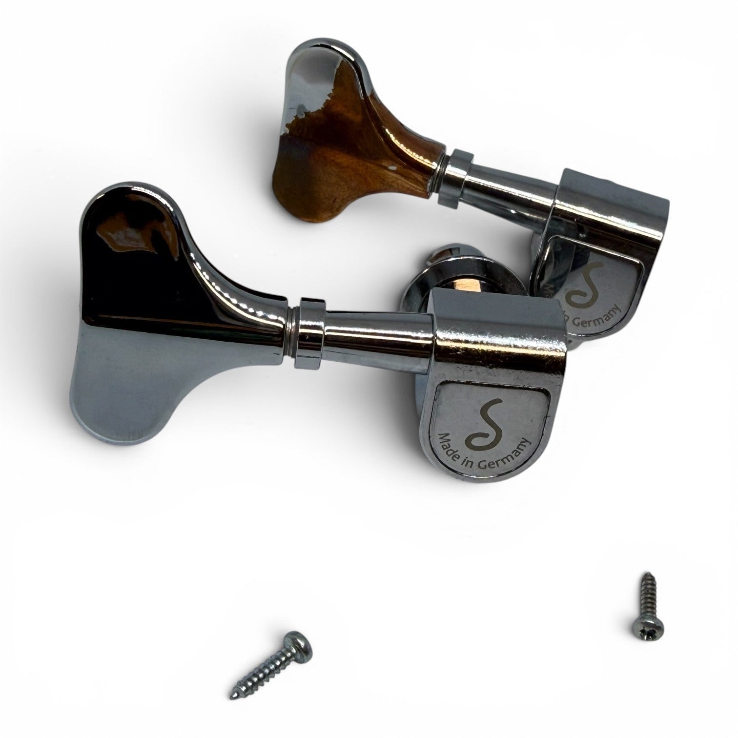 2 Chrome Schaller Treble Side Bass Tuners M4