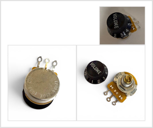 250K CTS Split Shat Guitar Potentiometer & Black Fender Strat Volume Knob