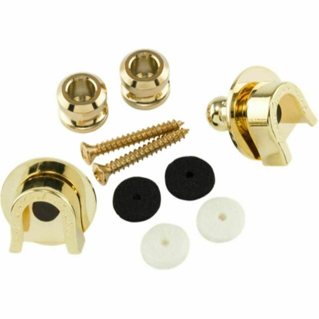 002-2043-049 Fender Guitar Schaller Gold Strap Locks & Buttons  Germany NOS